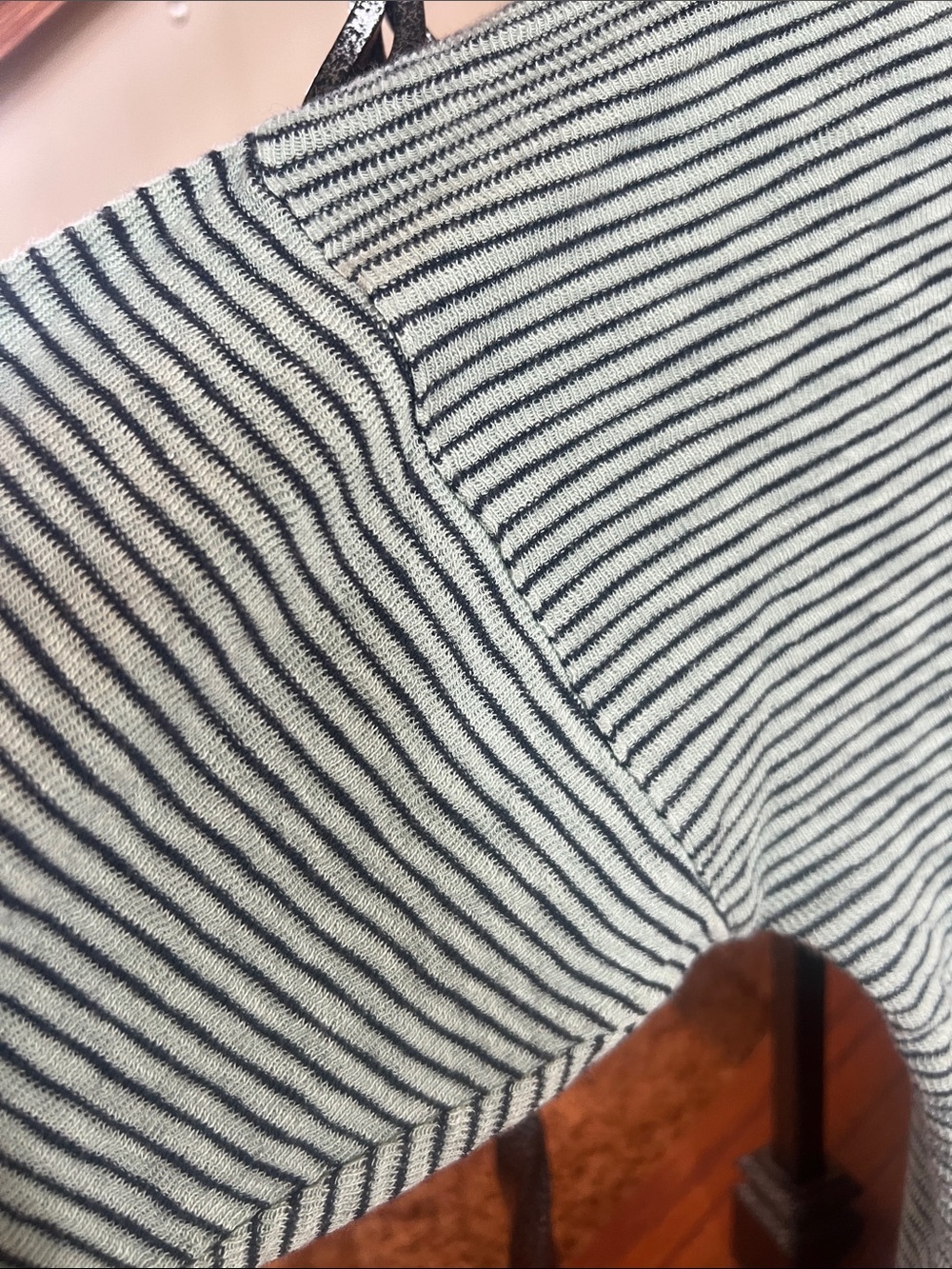 Striped Long Sleeve crewneck Top - Green & Black 100% cotton - Picture 3 of 7